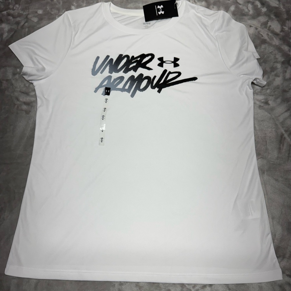 NWT Under Armour White Loose T-Shirt Women Size Large